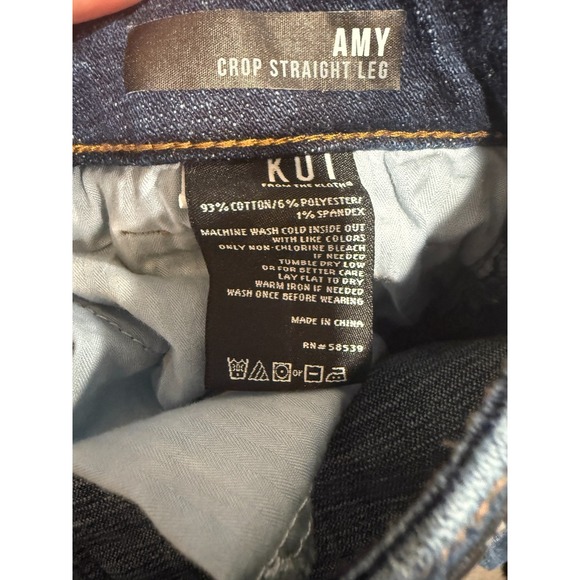 Kut From The Kloth Amy Straight Jeans Women's Size 10 Blue Denim Cuffed Cropped - Picture 4 of 10